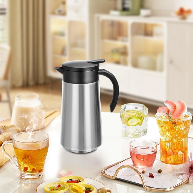 GearRoot 28oz Coffee Carafe Airpot Insulated Coffee Urn Stainless Steel Vacuum Thermal Pot Flask for Coffee, Hot Water, Tea, Hot Beverage - Keep 9 Hours Hot, 18 Hours Cold (2 Pack Silver) - Image 5